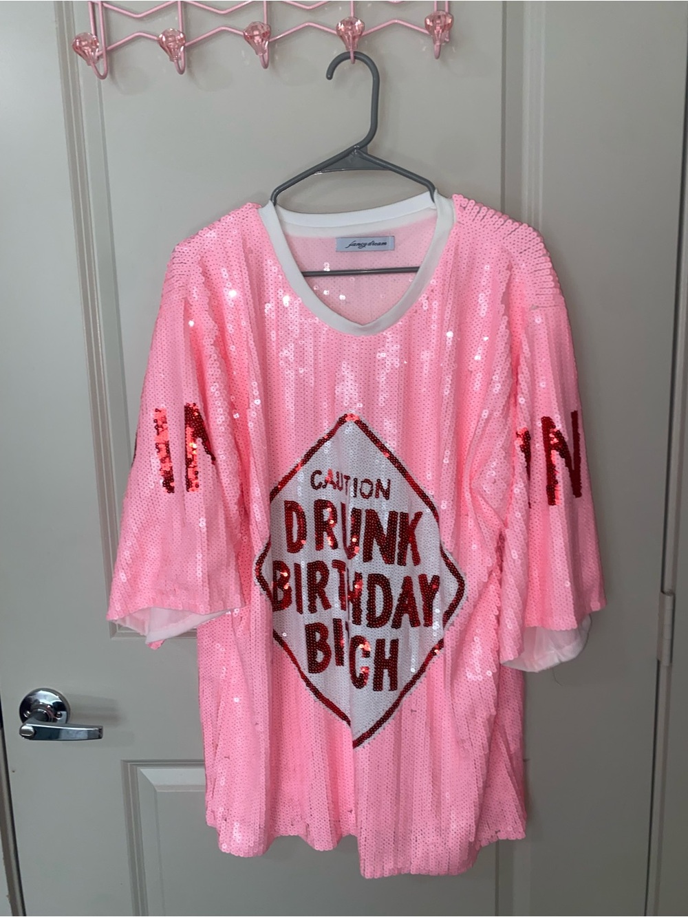 Pink Sequin 'Drunk Birthday B!tch' Party Top